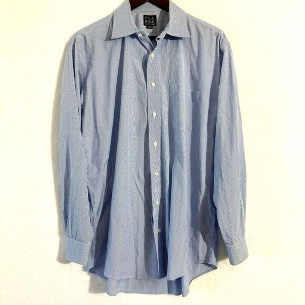 Jos A‎ Bank Shirt Men Size 16.5/34 Executive Striped Long Sleeve Office Business